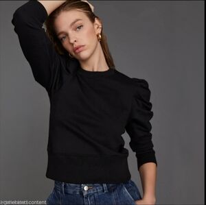 Soldout.nyc The Just Enough Puff Sleeve Black Organic Cotton Chic Sweatshirt. S